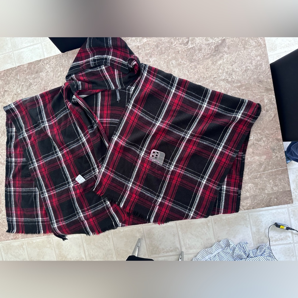 Torrid Red and Black Plaid Poncho